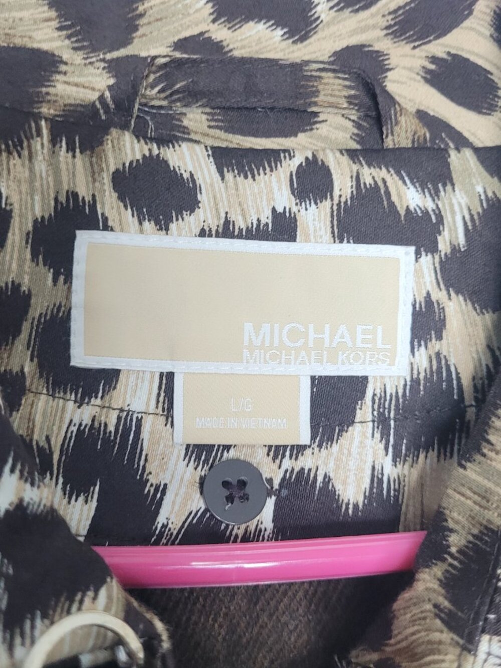 Michael Michael Kors cheetah animal print trench style lined coat size large - Picture 6 of 10